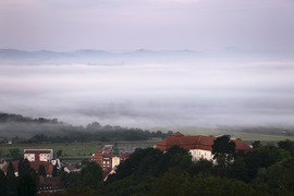 Reggeli ködtenger Lendván, Szlovéniában