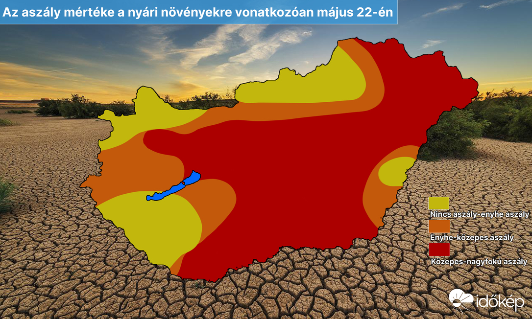 Aszály mértéke május 22-én (adatok forrása: OMSZ)