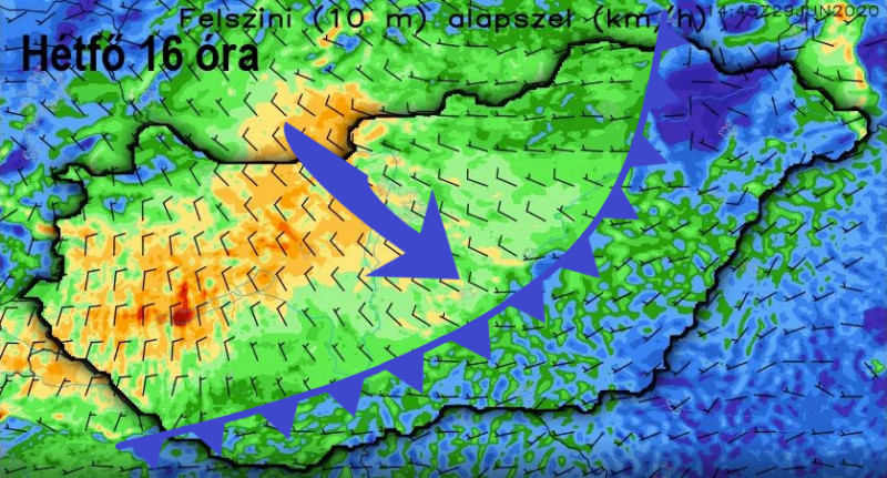 WRF előrejelzés 06.29. szélerősség