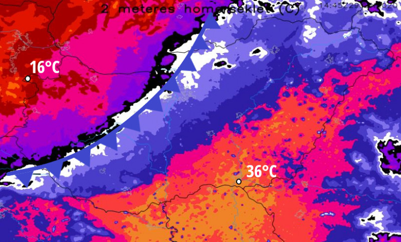 WRF előrejelzés 06.29. hőmérséklet