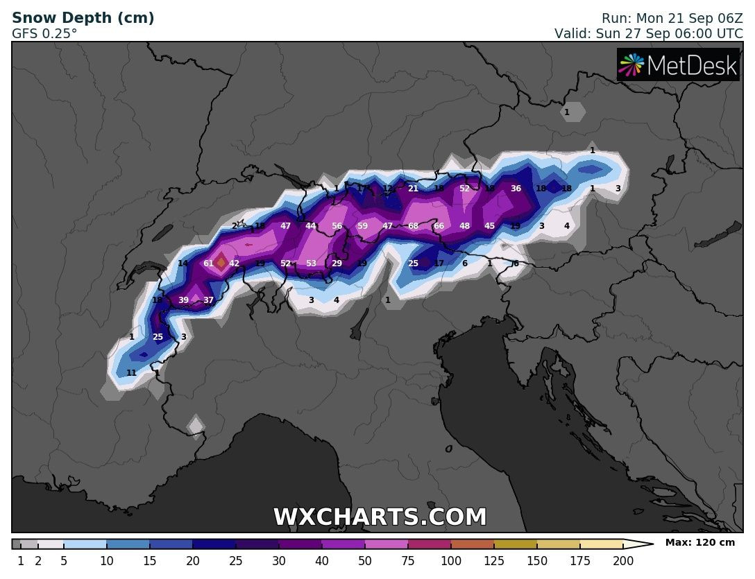 Hóvastagság előrejelzés - WXCharts