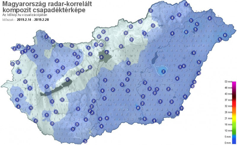 Elmúlt 15 nap csapadékösszege