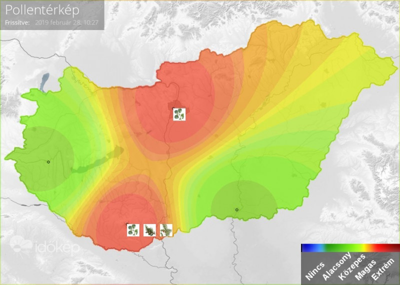 Pollentérkép, 2019.02.28.