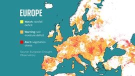 Aszály Európában - forrás: Európai Szárazságmegfigyelő Intézet