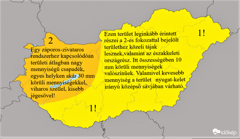 Hidgefront zivatarokkal, nagy mennyiségű csapadékkal