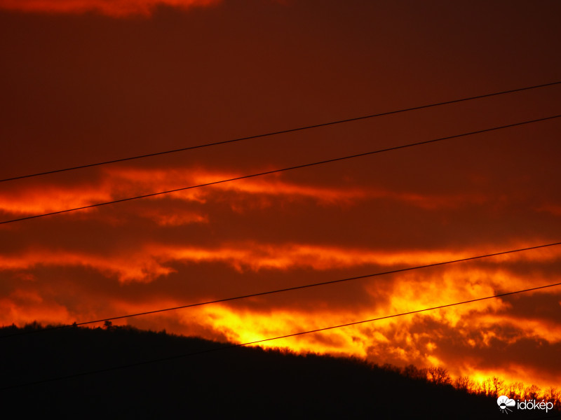 Naplementétől lángoló erdő