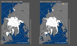 Északi tengeri jég 2006 vs. 2023