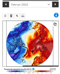 Február 2 m hőmérséklet anomália