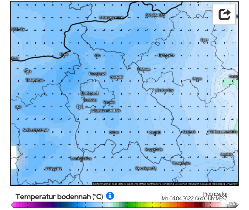 Április 4 reggel 5 cm hőmérséklet